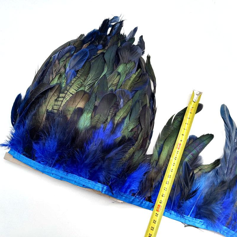 5-10Meter Natural Chicken Rooster Tail Feather Trims Fringe Plume for Needlework Sewing Accessories Decoration 13-18cm