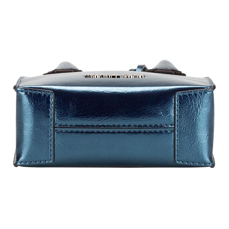 Michael Kors MK Mercer Логотип Застежка-кнопка Лакированная кожаная Сумка на плечо Через плечо Мини Женские сумочки Сине-зеленый 35H3SM9C0M-464