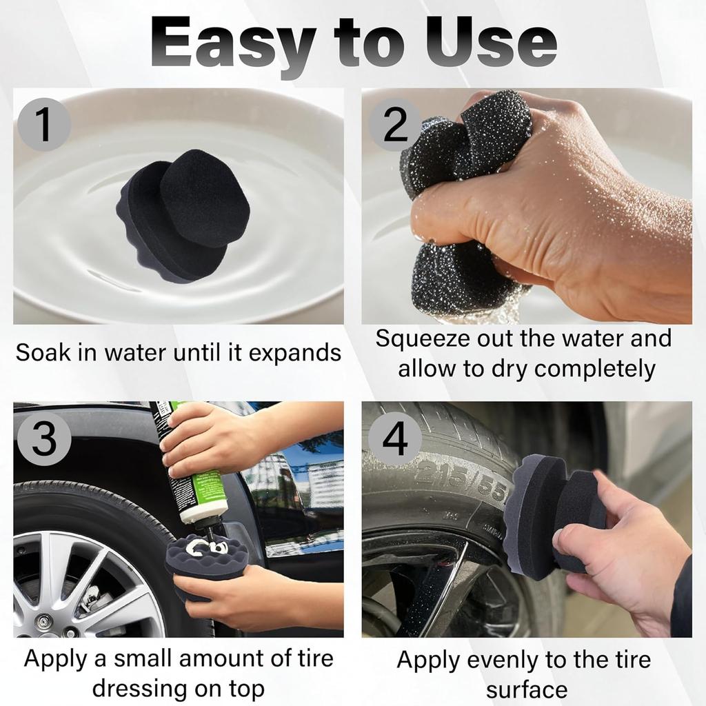 2 PCS Tire Shine Applicator Pad, Hex Grip Tire Dressing Applicator, Reusable Tire Foam Sponge, Tire Shine Brush, Car Detailing Sponge For Rubber