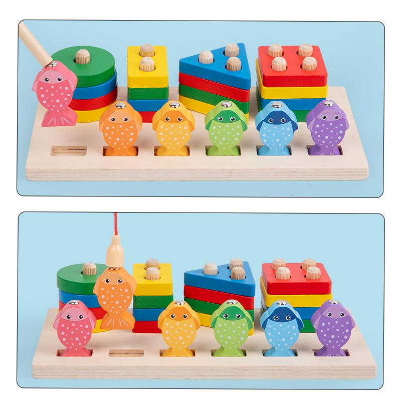 Wooden Solid Wood Geometric Studs Children's Puzzle Child Darling Hands-on Brain Shapes Paired with Early Childhood Wooden Toys