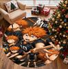 Haikyu Pattern Round Rug, Indoor/Outdoor Mat, for Picnic, Gameroom, Bedroom, Office, Living Room, Home Decor Carpet, Birthday Gift