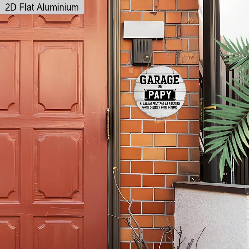 2D Flat Aluminum Garage Sign Metal Wall Decor Accessories for Home, Lover Gifts for Dad, Vintage Style Grandpa Home Decor, Father's Day Gift for