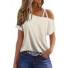 Women's Fashion Casual Print Sexy Cold Shoulder Short Sleeve T-shirt Top