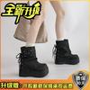 Retro Rear Lace-Up Skinny Thick Boots Autumn and Winter Versatile Pants Boots Women's Martin Boots Knight Boots