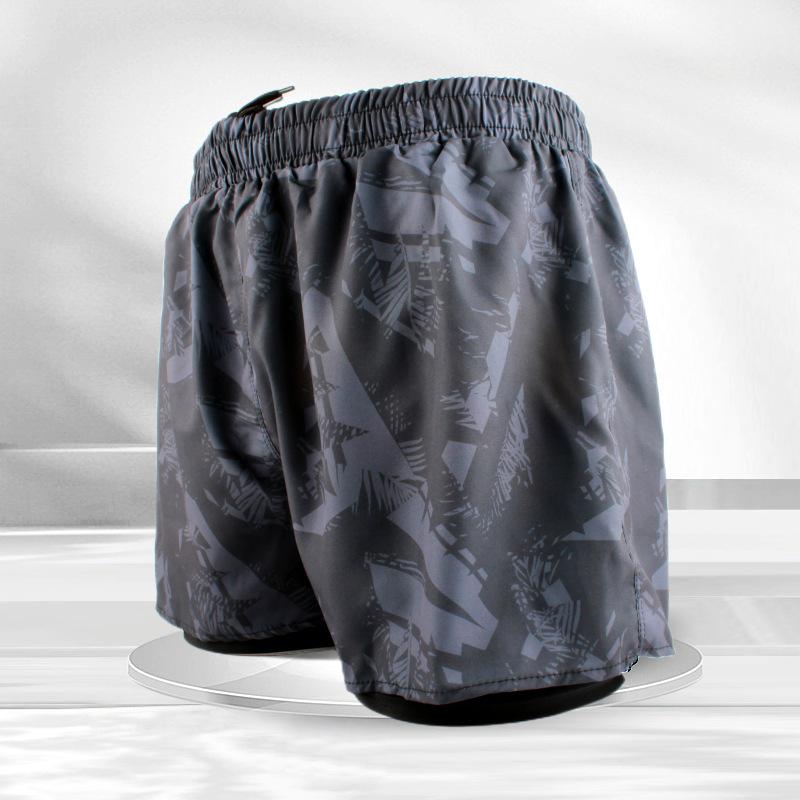 Men's Anti-Embarrassment Quick-Dry Double-Layer Boxer Swim Trunks for Beach, Swimming, and Hot Springs