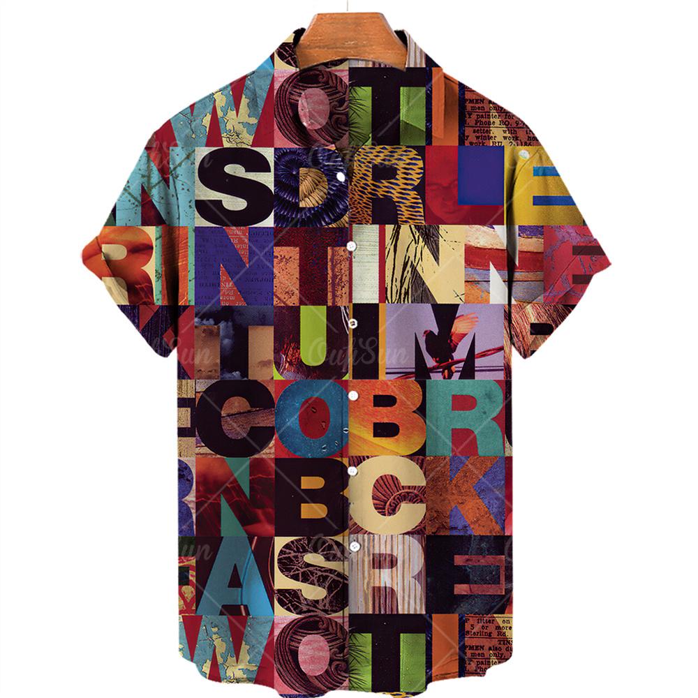Летняя мужская рубашка с 3D-граффити, напечатанная масляными красками, модная уличная гавайская пляжная повседневная рубашка с лацканами и короткими рукавами