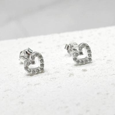 Серьги из серебра 925 пробы с кубическим цирконием в форме сердца M-APE011