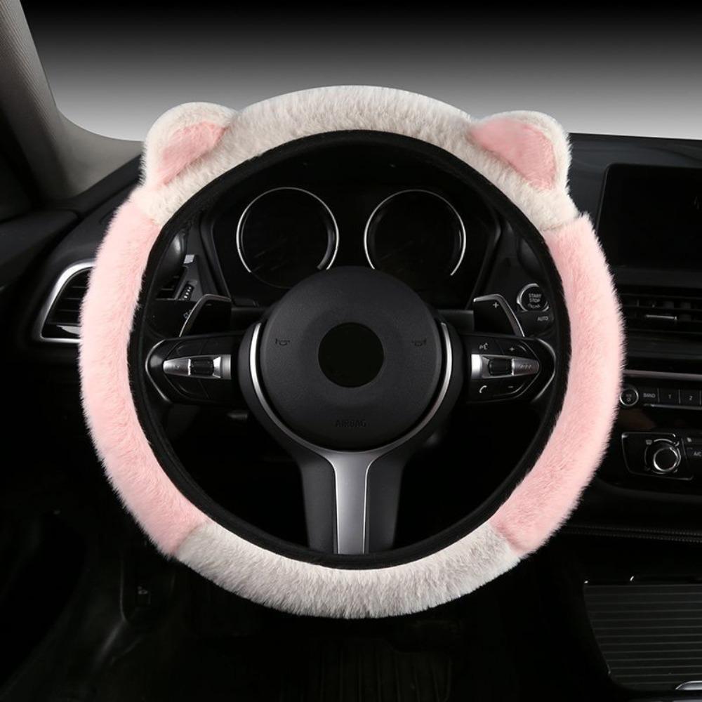 Soft Steering Wheel Cover Cute Cat Ears Steering Wheel Cover Plush Steering Cover for Car Steering