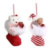 Plush Bear In Boot Christmas Ornaments Mini Stuffed Bear Hanging Ornaments Winter Fuzzy Shoes Christmas Tree Decor