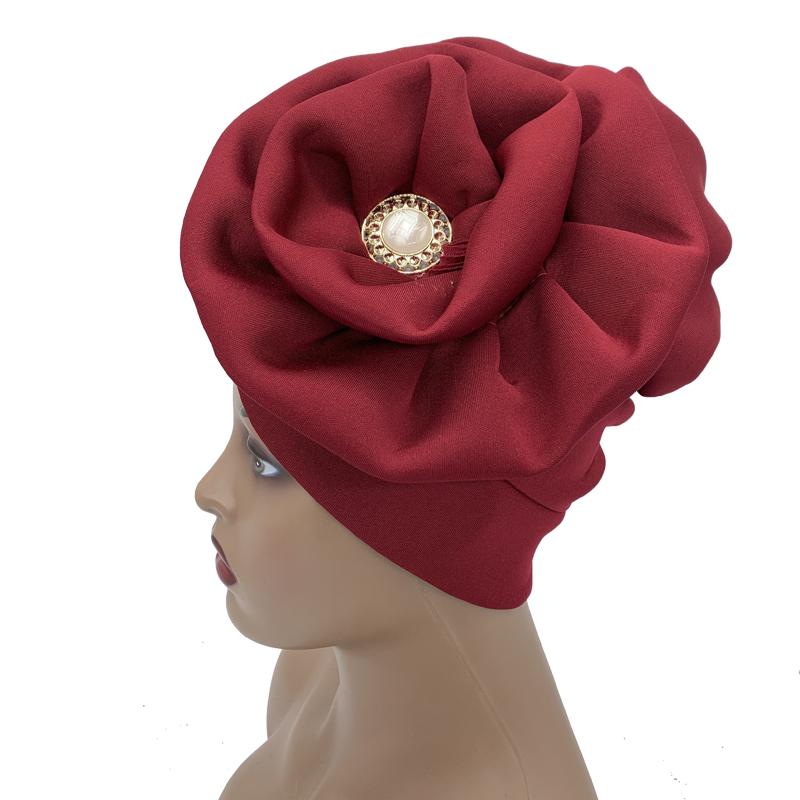 Fashion Women Big Flower Muslim Turban Bonnet Female Beanies Hat Party Headwear Cap