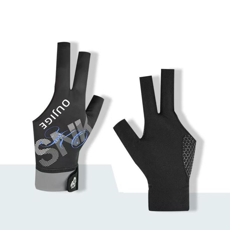 Open Finger Billiard Gloves Breathable Polyester Snooker Pool Glove Anti-Slip Adjustable Billiard Training Cue Glove