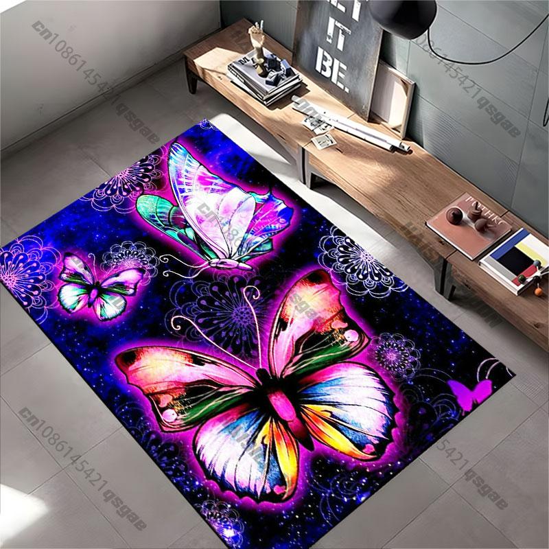 Vibrant butterflies glowing cosmic beauty carpet Yoga living room room decor children's crawling mat doormat area rug
