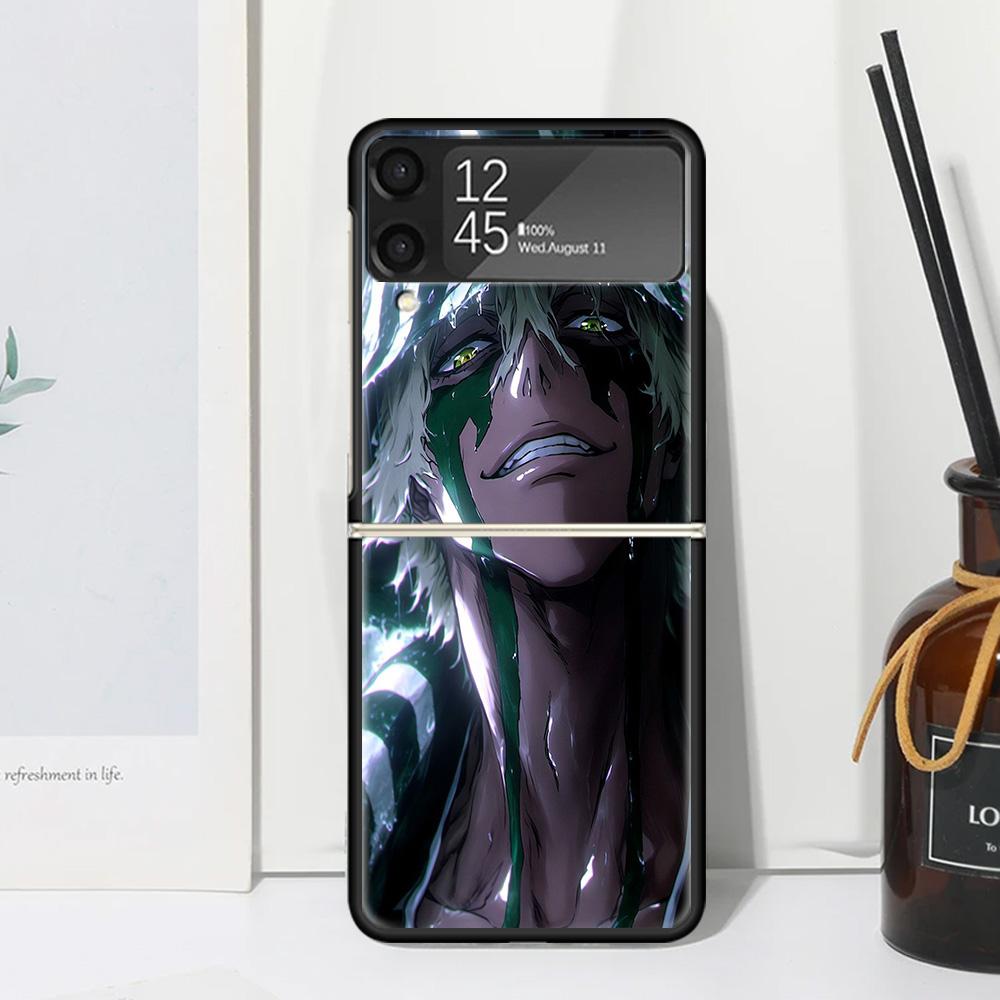 Bleach Kisuke Urahara Phone Case Cover for Samsung Galaxy Z Flip 7 6 5 4 3 5G Flip3 Flip4 Flip5 ZFlip6 ZFlip7 Black Fundas Clear