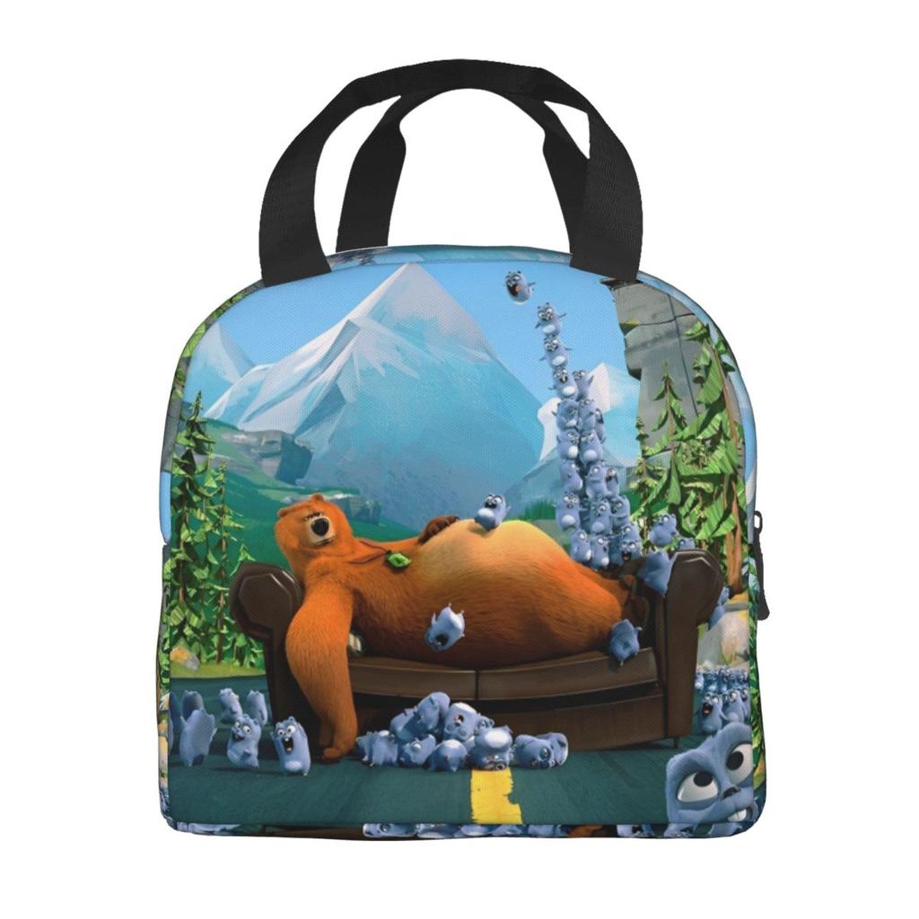 Grizzy And The Lemmings Cartoon Insulated Lunch Bag Food Bag Portable Cooler Thermal Bento Box For School Office
