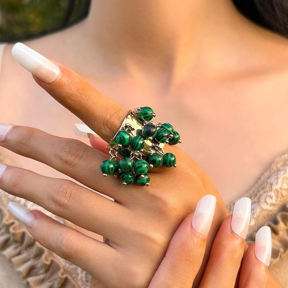 Colored Open Finger Ring Beads Ball Fashion Ring Exaggerated Small Ball Ring