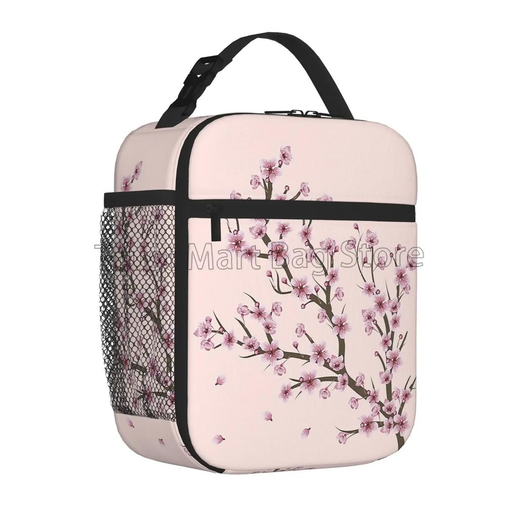 Японская Сакура Цветущая вишня Дерево Изолированная сумка для обеда Многоразовый ланч-бокс для работы Пикник Пляж Герметичный охладитель Bento Tote