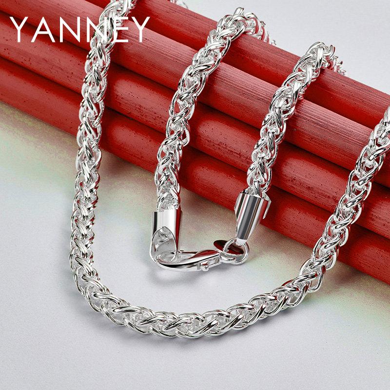 Серебряная цепочка из конопляного каната 925 пробы, 8 мм, 18 дюймов, мужская женская модная подвеска, ювелирное изделие для свадебной вечеринки