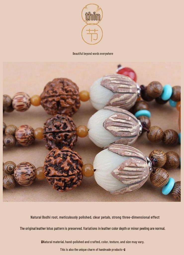 Unisex Tibetan Ethnic Necklace: Versatile, Retro-Style Jewelry with Wooden Accents for Cotton and Linen Outfits