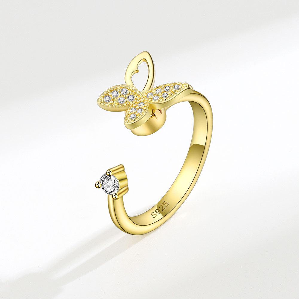 Rotatable Butterfly Open Ring For Women Adjustable Index Finger Ring Unique Personalized Fashion Jewelry Gift