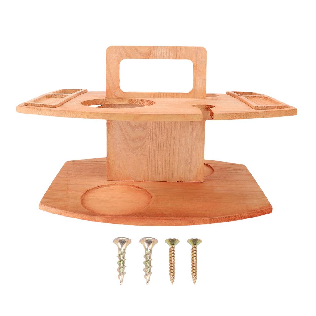 Wooden Picnic Table with Glass Holder Portable Wine Picnic Tray for Outdoor Easy To Disassemble