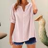 Женская рубашка с V-образным вырезом, коротким рукавом, пуговицами, планкой, рубашка, топы, однотонные