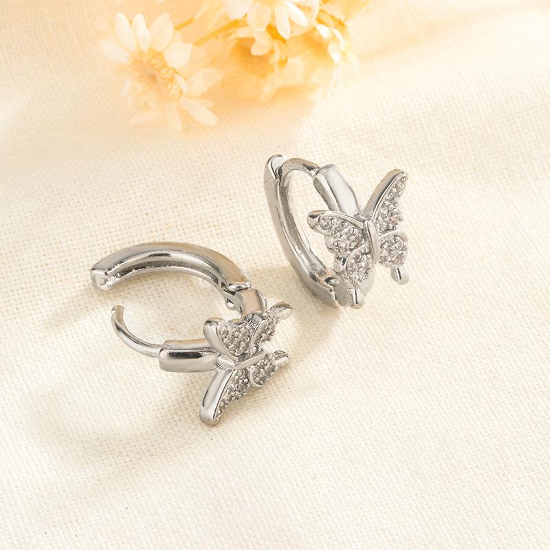 Серьги-каффы с бабочкой из страз Лесная свежесть Модные серьги в девичьем стиле для женщин Модные украшения