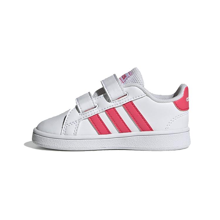 Adidas Neo GRAND COURT Low top Skateboard Shoes White Pink Infant And Toddler EF0115