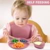 Children's Complementary Silicone Meal Plates, Bowls, Forks, Spoons, Bibs, Five Piece Tableware Set, Impact Resistant Meal Plates, Suction Cups