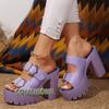 Fashion Summer Women‘s High Heel Sandals Platform Fashion Simple Slippers Woman Buckle High Heels Ladies Shoes Roman Style Large Size 43