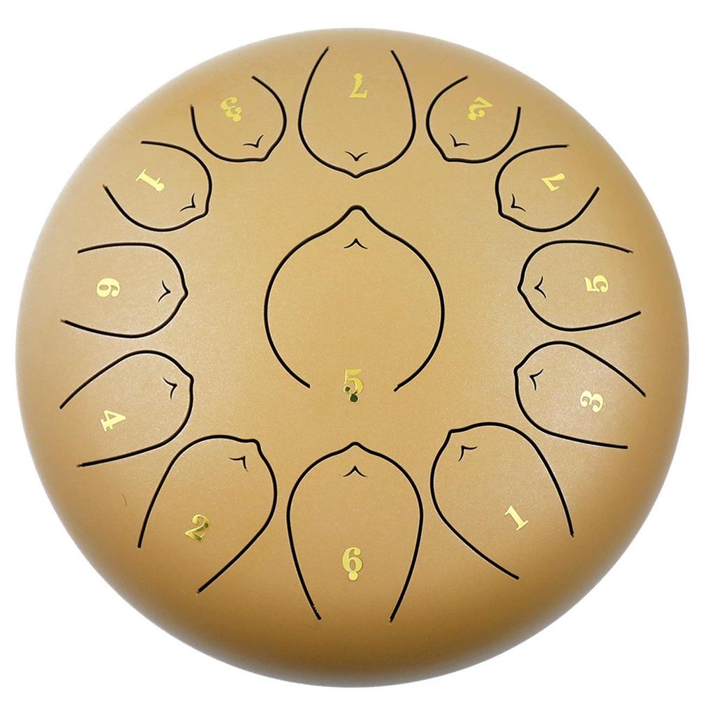 Steel Tongue Drum: 12" with 13 Sanskrit Sounds, Dust-Free, Stress-Free Design, Available In Empty Drum Color.