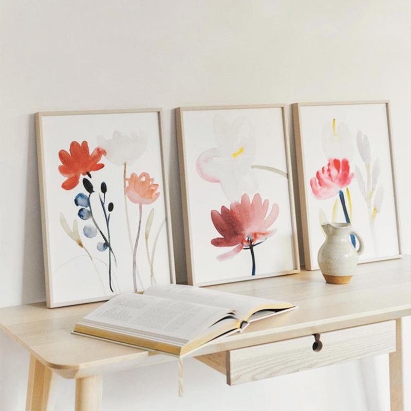 Цветы пиона, картина тушью, акварель, плакаты на скандинавскую тему, холст, картина, настенные художественные принты, картина для гостиной, интерьера, домашнего декора