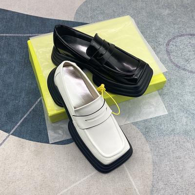 Весна и лето ретро британский стиль маленькие кожаные туфли маффин на платформе женские туфли с квадратной головкой одинарные туфли