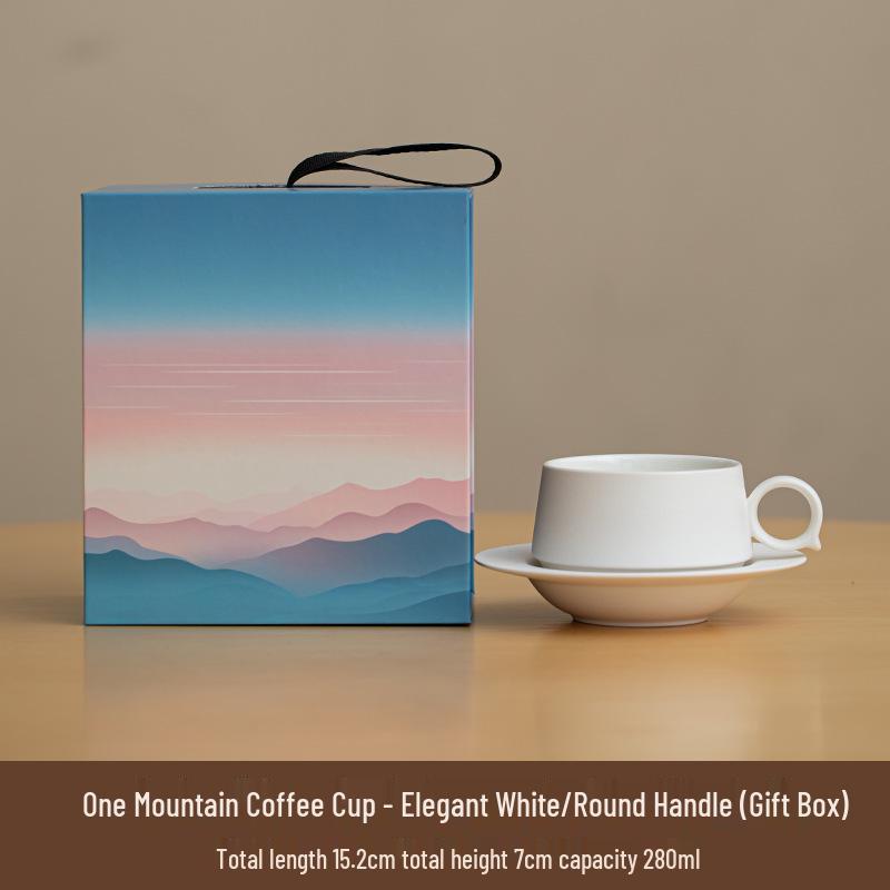 High-End Gradient Ceramic Coffee Cup & Saucer Set for Afternoon Tea