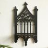 Bohemian Gothic Black Wooden Wall-Mounted Shelf for Bedroom Decor