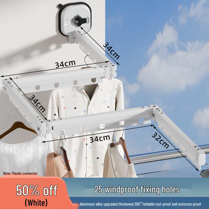 Punch-Free Suction Cup Folding Clothes Drying Rack with Retractable Rod – Invisible and Compact for Bathroom and Window Use