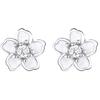 925 Sterling Silver Cherry Blossom Stud Earrings Enamel Flower Jewelry with Crystal for Women Girls Gift