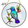 Decorative Bird Ornament for Window Colorful Hummingbird Wall Hanging Decoration, Stained Acrylic Suncatcher Decor Decor, Pendant with Rope