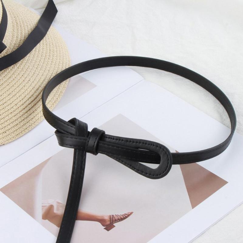 Тонкие ремни с узлом для женщин, женский пояс из искусственной кожи, длинные женские дизайнерские аксессуары для платья, пояс