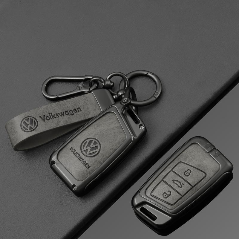 Alloy Leather Car Key Case Full Cover Shell For VW Volkswagen Passat B8 Tiguan Magotan Protector Keychain Keychain Accessories zg4