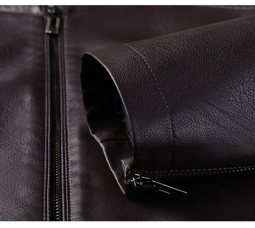 Бархатная кожаная куртка с воротником-стойкой, мужская простая деловая повседневная кожаная куртка, мужская осенне-зимняя новая кожаная куртка