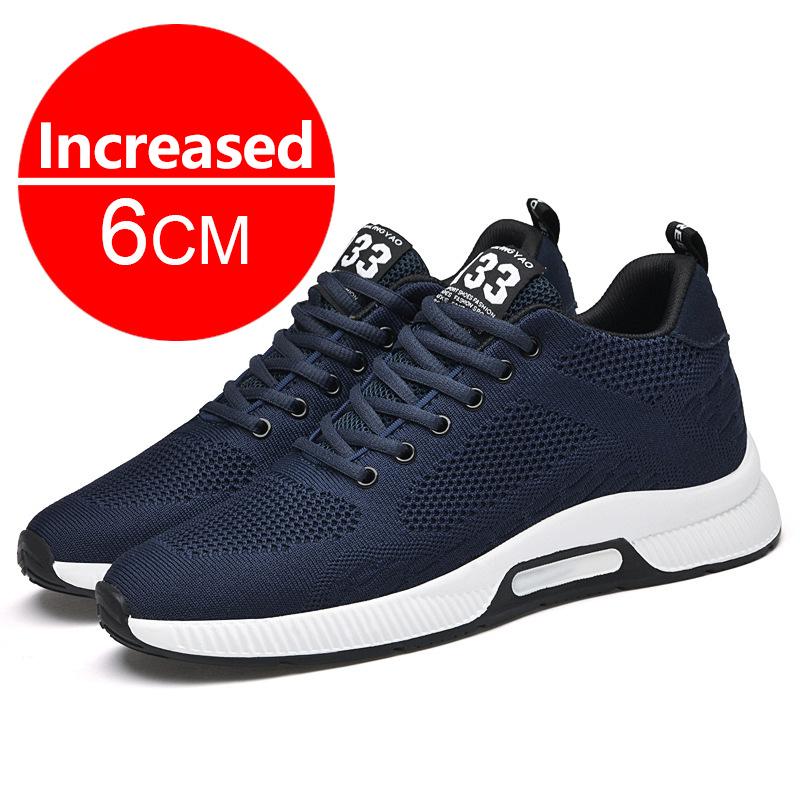 Men's Summer 6cm Height Increase Breathable Soft Mesh Casual Sneakers Lightweight Comfortable Elevator Shoes Outdoor Lift Sports