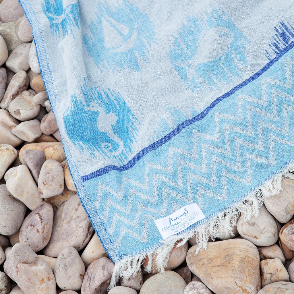 Anemoss Turkish Beach Towel 39 x 70 100% Cotton Extra Large Turkish Peshtemal