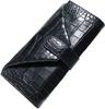 Черный крокодиловый длинный кошелек сумка-кошелек из натуральной кожи сумка-кошелек сумка-кошелек большой кошелек большой емкости для карт крокодиловая кожа крокодиловая кожа