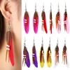 New Hanging Bohemian Style Feather Earrings Dangle Drop Earring Rice Beads Long Tassel