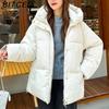 BITCED Plus Size Thickened Cotton Coat Women's Fall/Winter A-Line Loose Fit Puffer Jacket Warm Cotton-Lined Hooded Outerwear