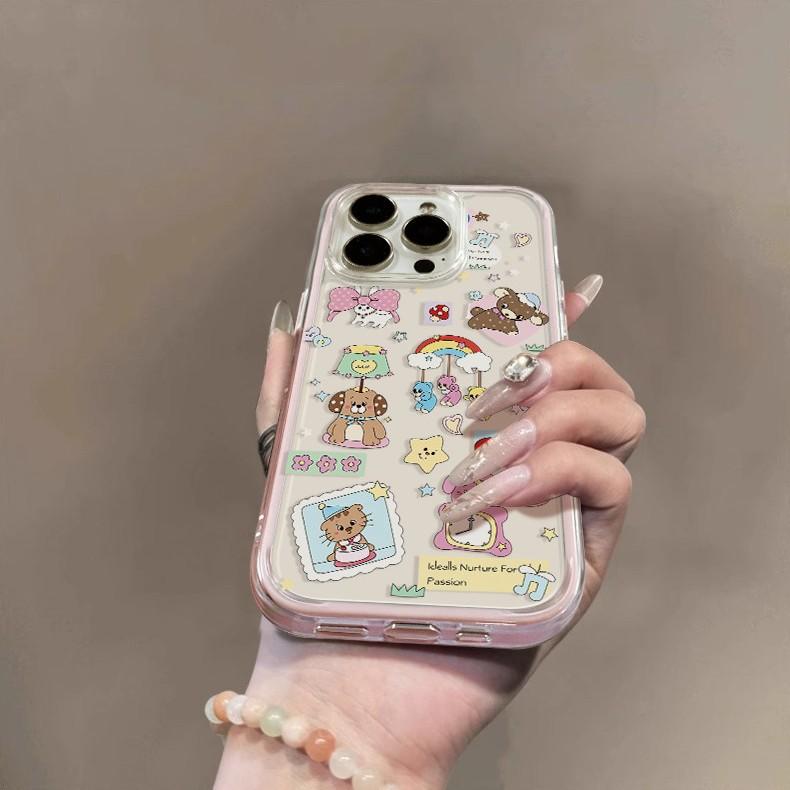 Кукла-медведь для iPhone17ProMax Чехол для iPhone 15/13/1 2/14 Всесторонний мягкий чехол 11
