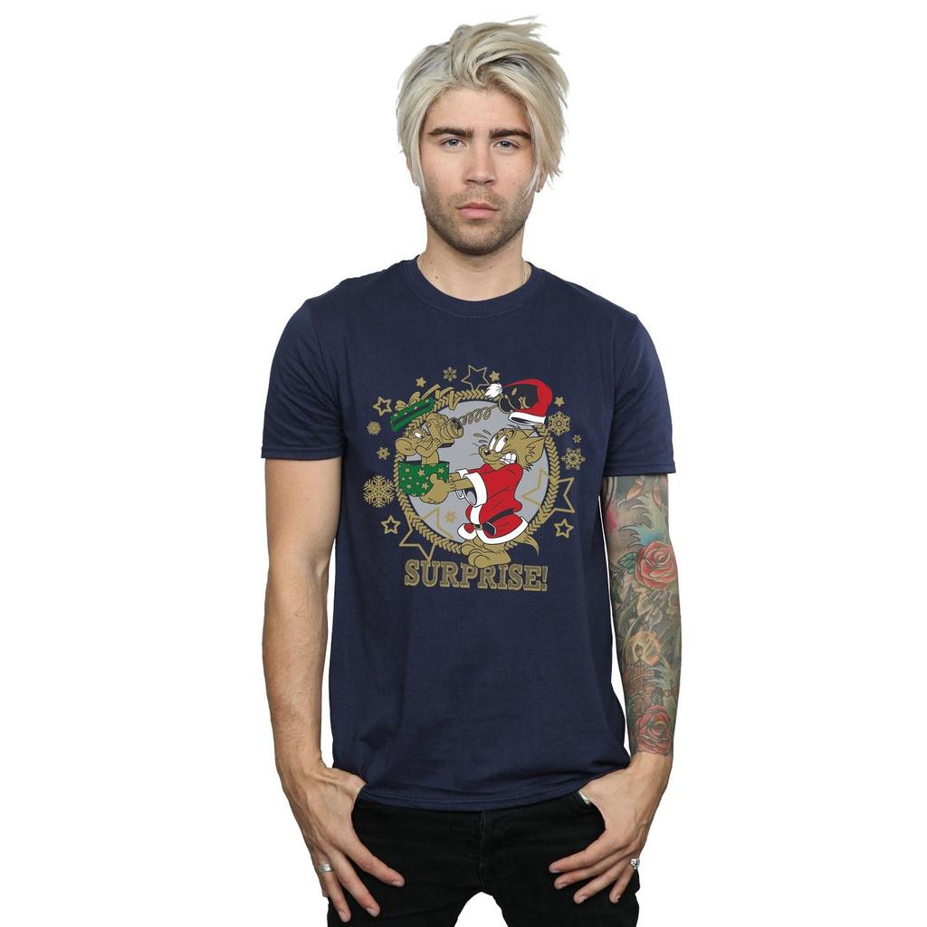 Tom And Jerry Mens Christmas Surprise T-Shirt