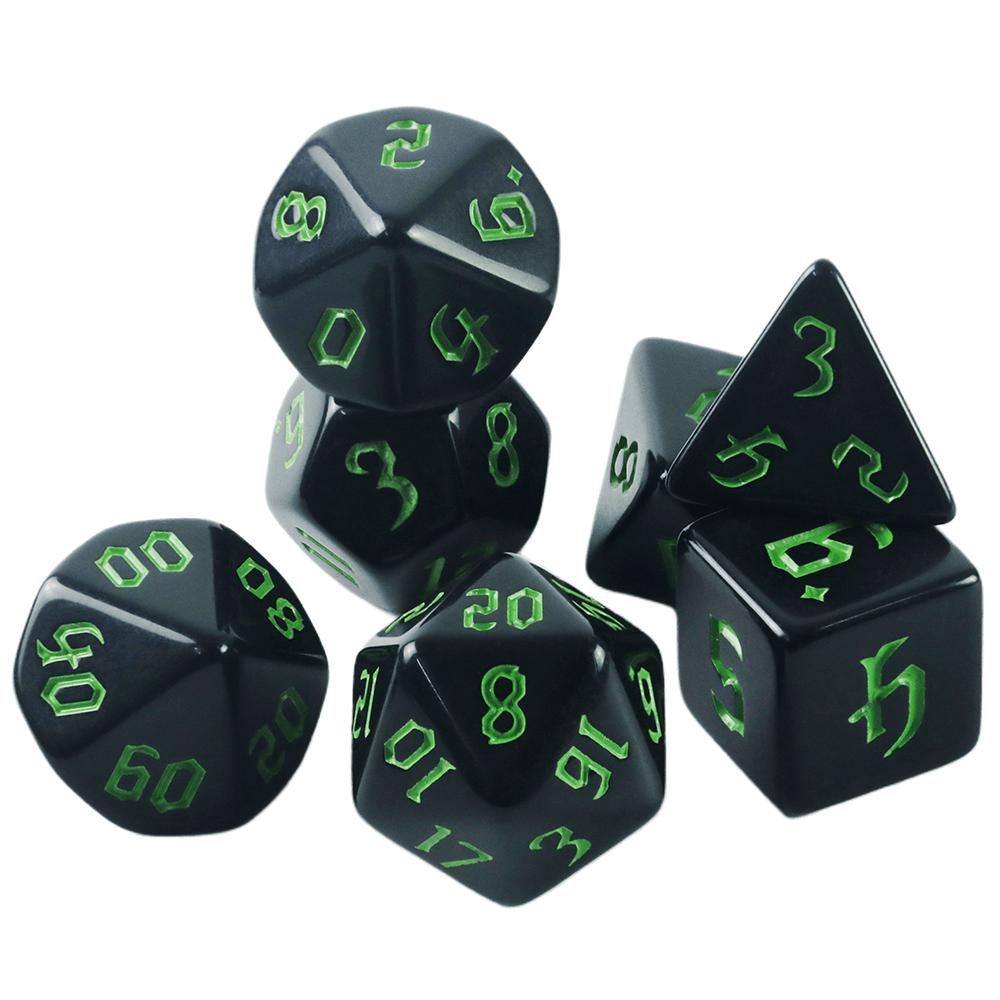 Черный DND кубик 7 шт. многогранные кубики набор для DND RPG Running Team настольная игра, как сувениры/подарки развлечения