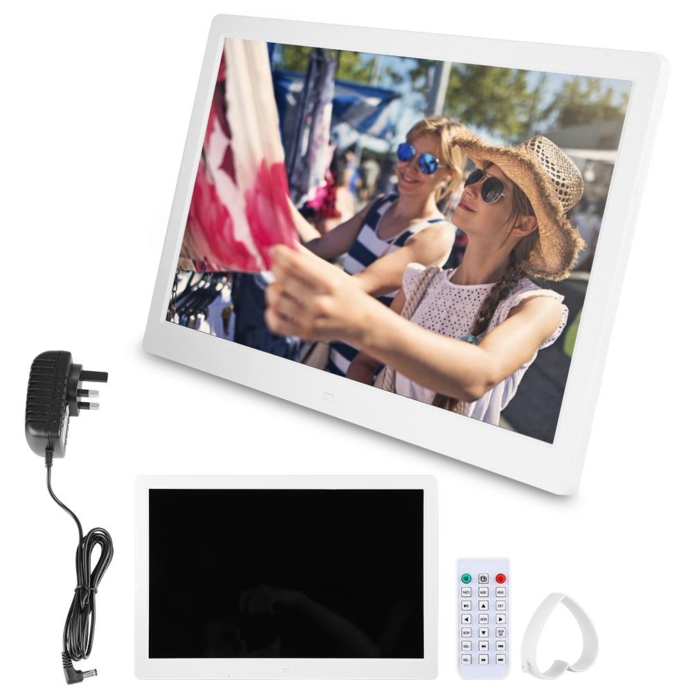 15.4Inch 1280*800HD Digital Photo Picture Frame Alarm Clock Player Album Remote Control White