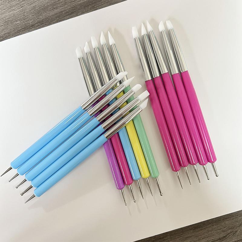 5 шт. силиконовая ручка для нанесения точек на ногти аппликатор со стразами двойная головка пластиковая ручка маникюрный тиснение резьба полировка скульптурный инструмент